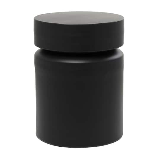18" Black Metal Drum Accent Table